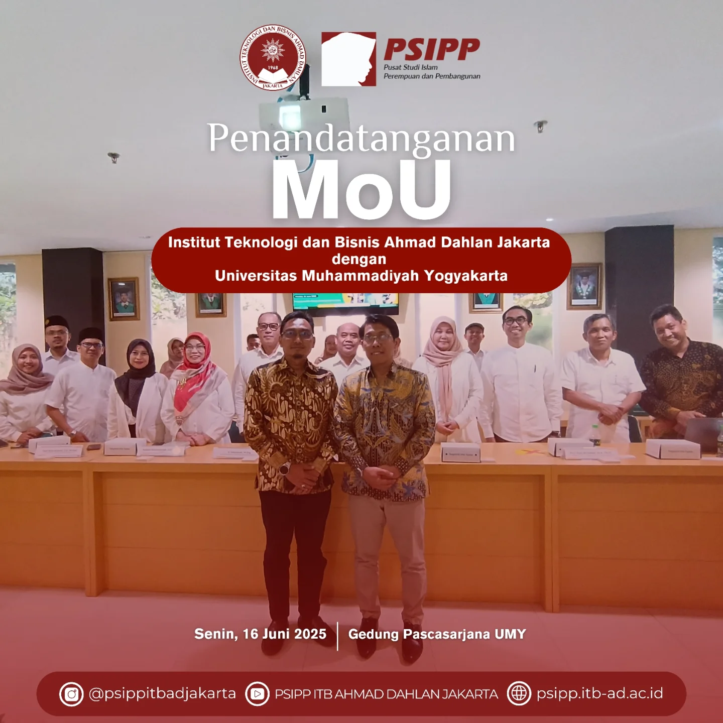 Penandatanganan MoU Institut Teknologi dan Bisnis Ahmad Dahlan Jakarta dengan Universitas Muhammadiyah Yogyakarta